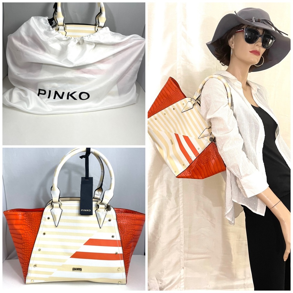 GORGEOUS PINKO orange multi TOTE BAG - Picture 8 of 8